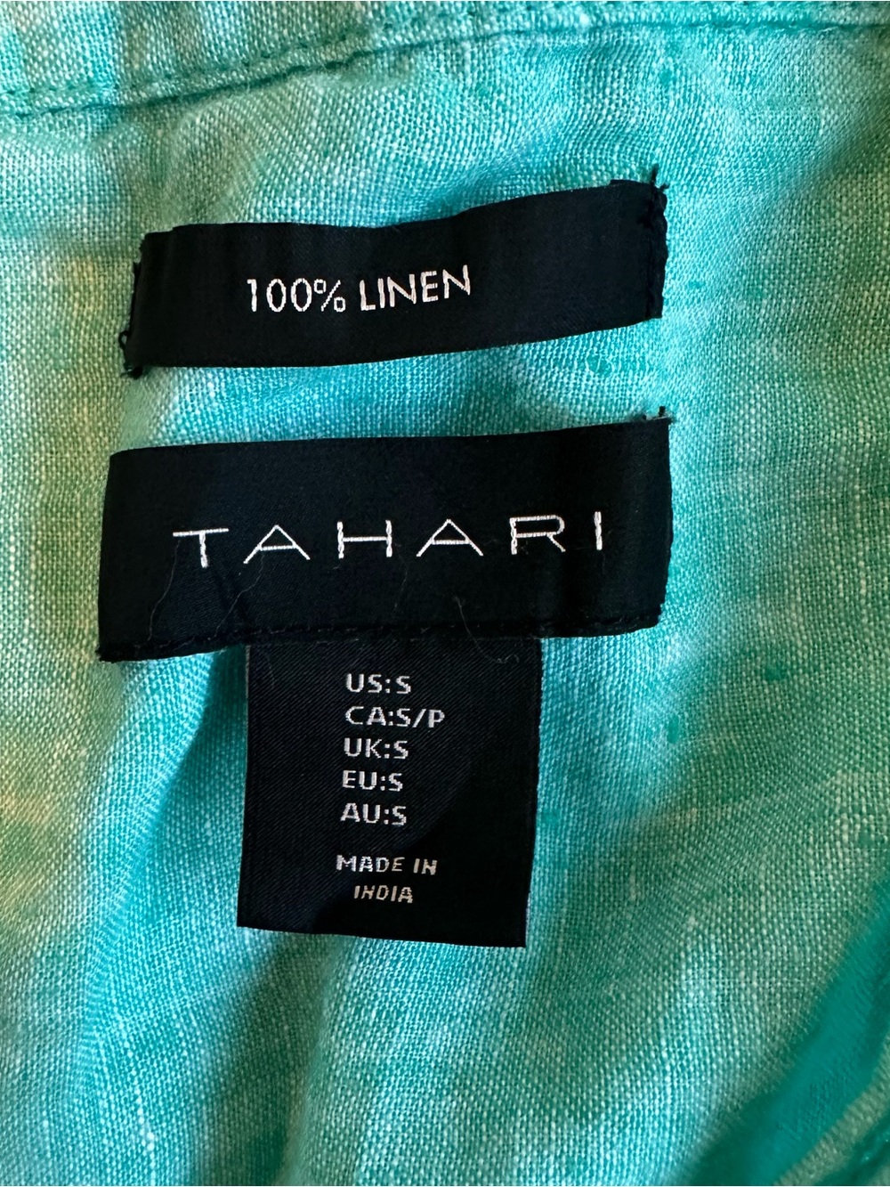 Tahari Turquoise Linen Tunic Blouse for Kids - Picture 2 of 4